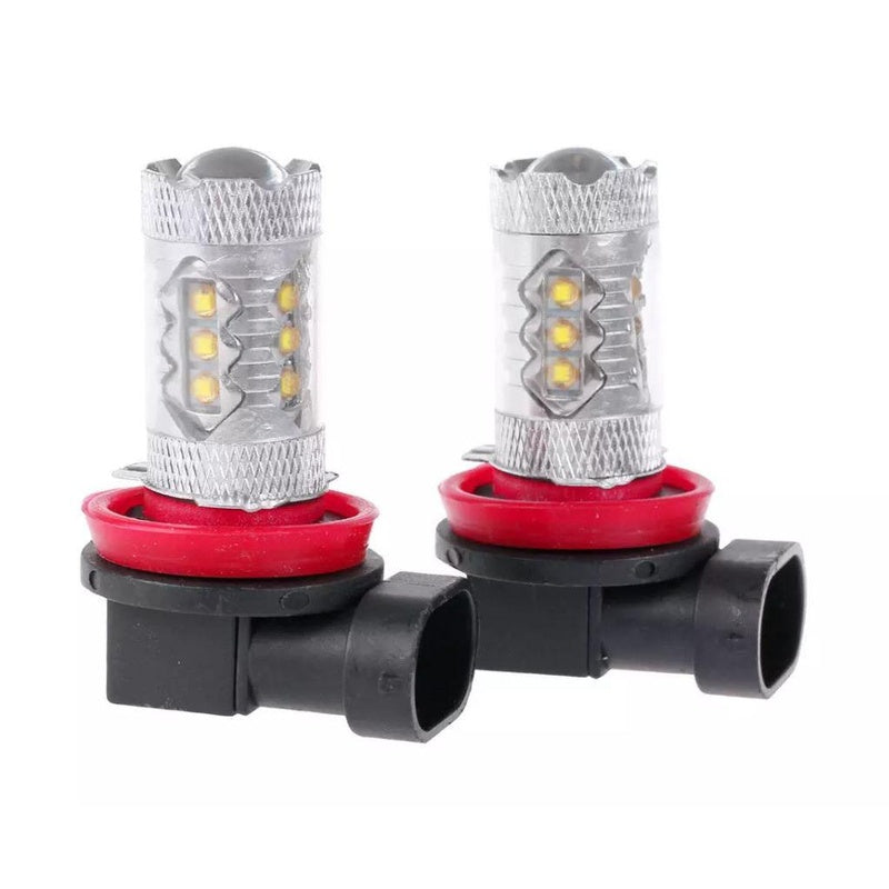 H11 LED fog light bulb showing pure white light output