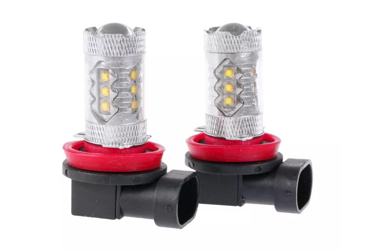 Close up of H11 LED bulb metal shell for heat dissipation