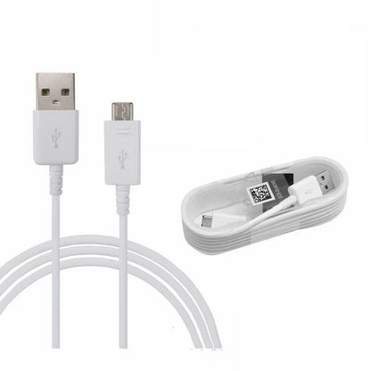 Replacement Samsung micro USB cable white close up of connector