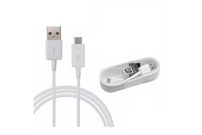 White Samsung micro USB cable showing cable length