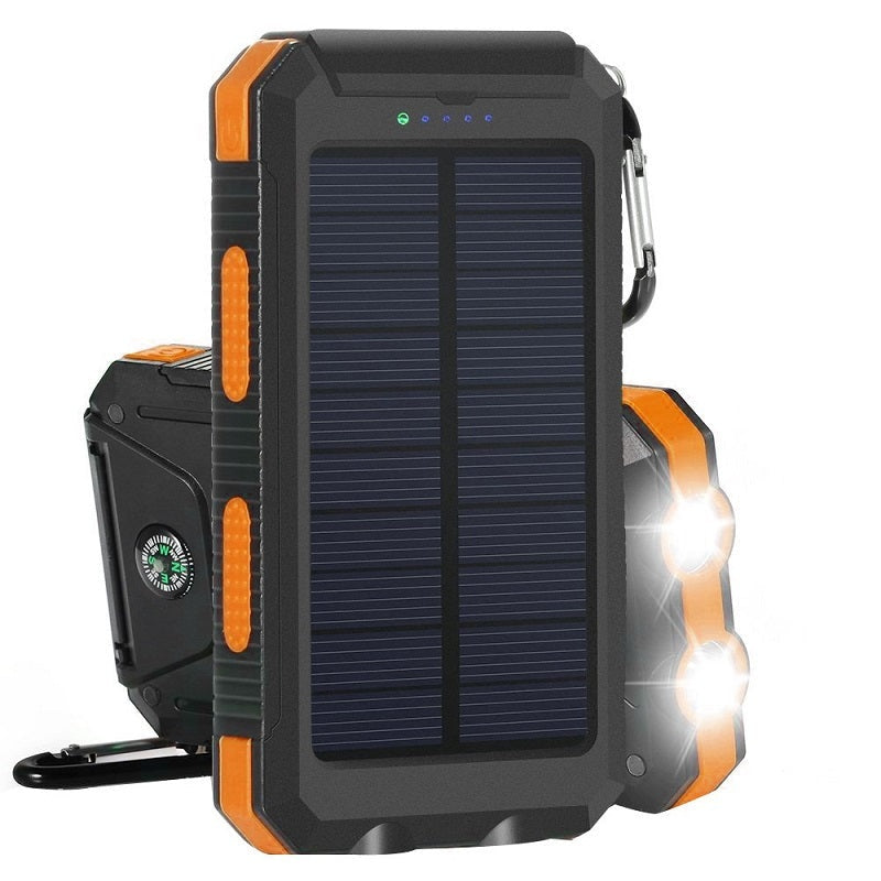 Solar power bank 20000mAh showing bright orange colour