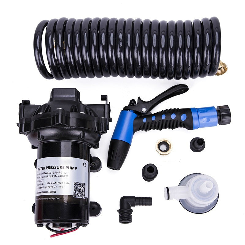 Washdown pump kit 12V showing front view with pressure switch