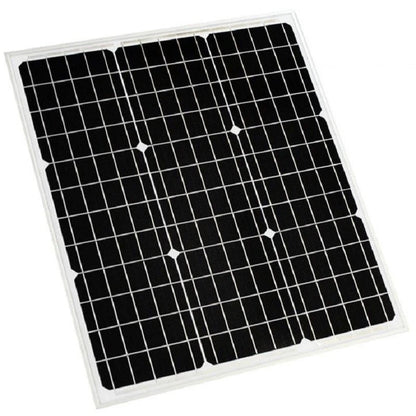 50W solar panel mono crystalline front view with silver frame