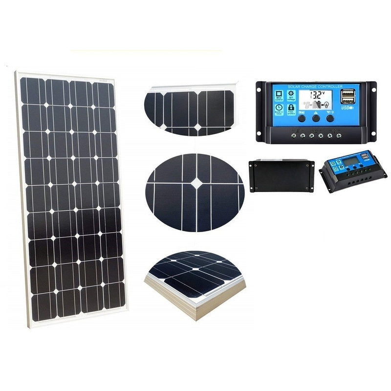 100W solar panel front view showing mono crystalline cells
