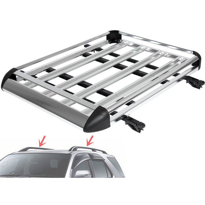 Roof rack basket universal aluminium cargo carrier in silver side view
