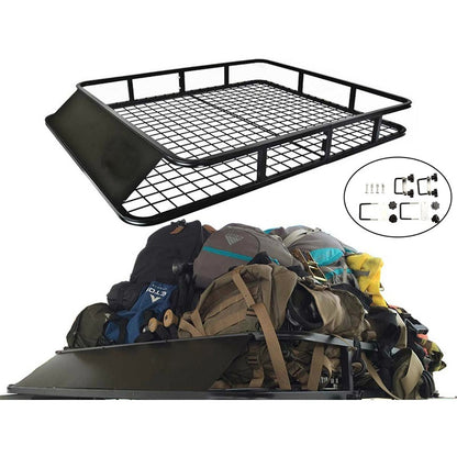 Roof rack basket universal black steel side view
