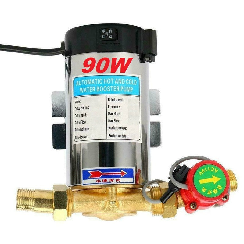 Low pressure shower water booster pump front view in stainless steel