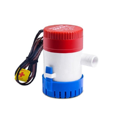 Bilge pump 12V 500gph showing compact size and outlet port