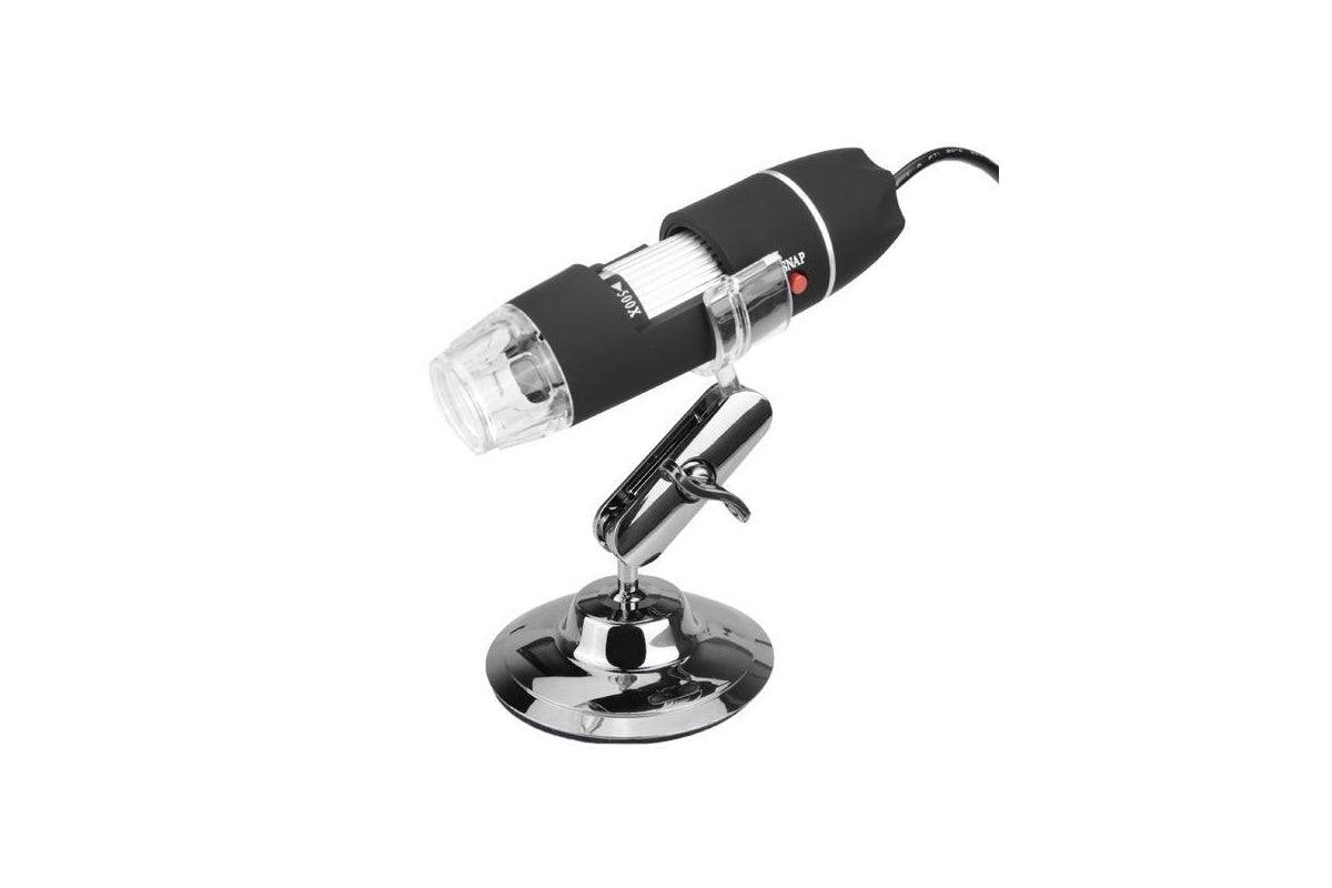 Close up of USB microscope lens with manual focus adjustment
