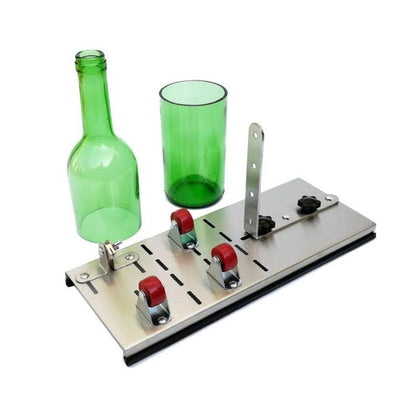 Glass bottle cutter showing stainless steel blade close up