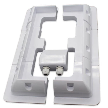 Solar panel mounting kit showing white ABS corner brackets