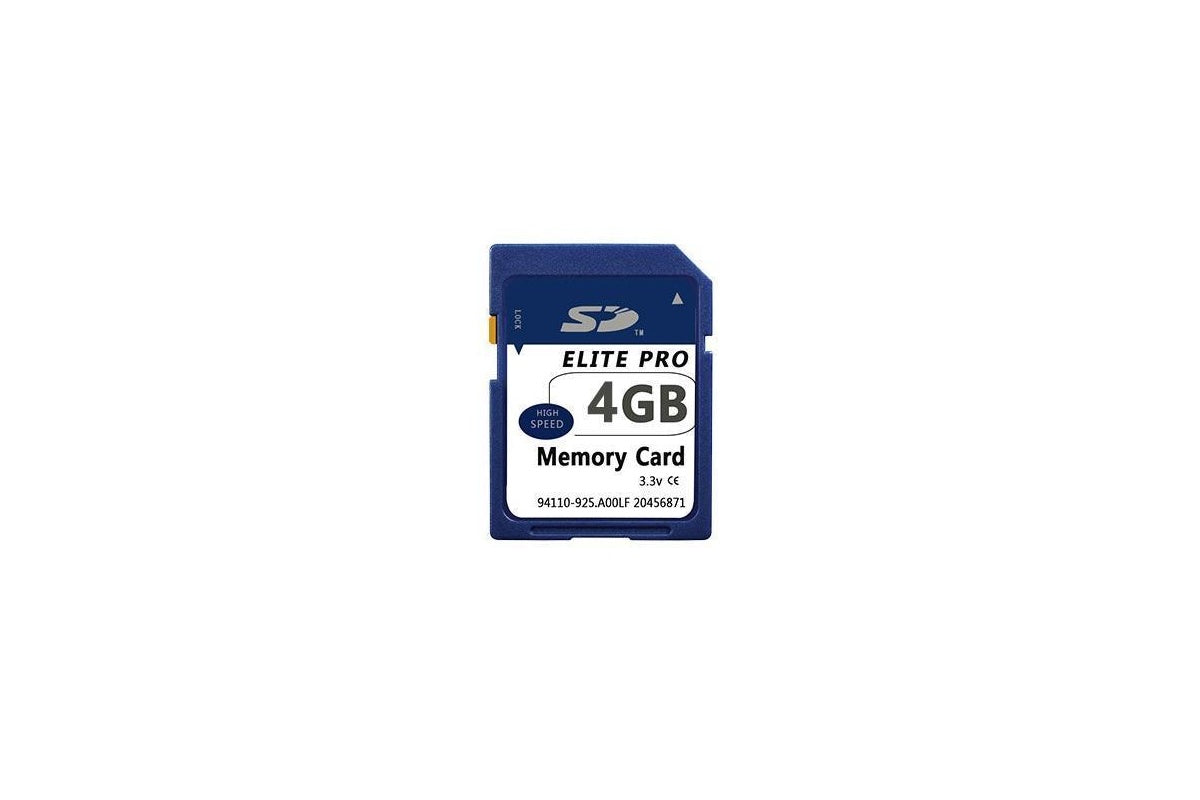 Close-up of Elite Pro SD Card 4GB metal contacts