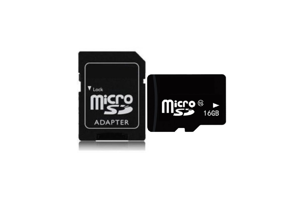 Close up of 16GB MicroSD card gold contacts for device connection