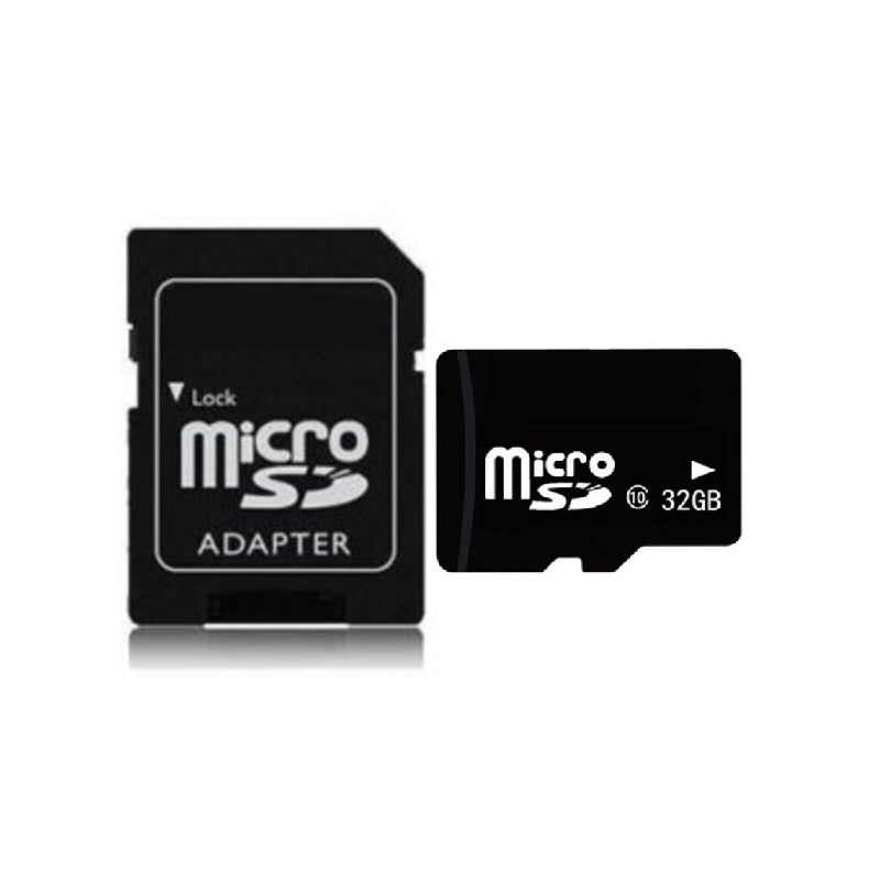 32GB Micro SD card showing front label and storage size
