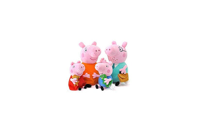 Close up of Peppa Pig plush doll with soft velvety fabric