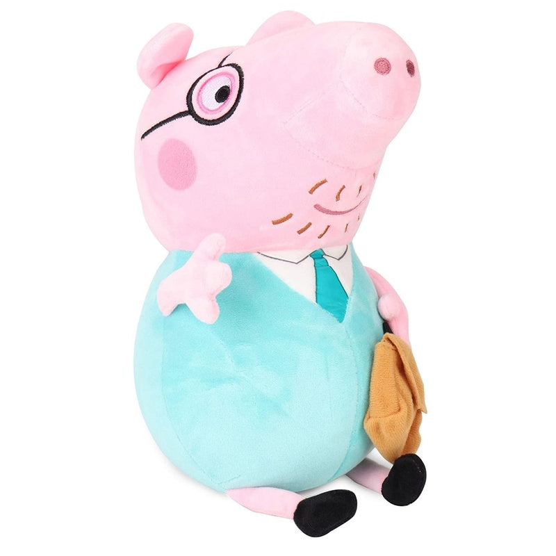Peppa Pig Daddy Doll soft toy front view in pink plush