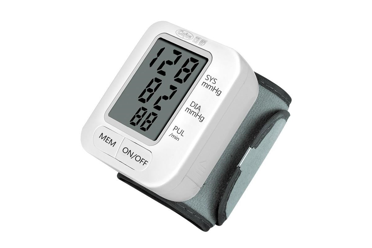 Side view of wrist blood pressure monitor with compact design