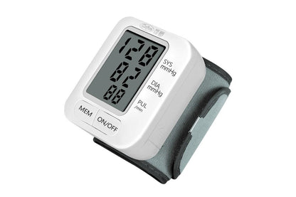 Side view of wrist blood pressure monitor with compact design