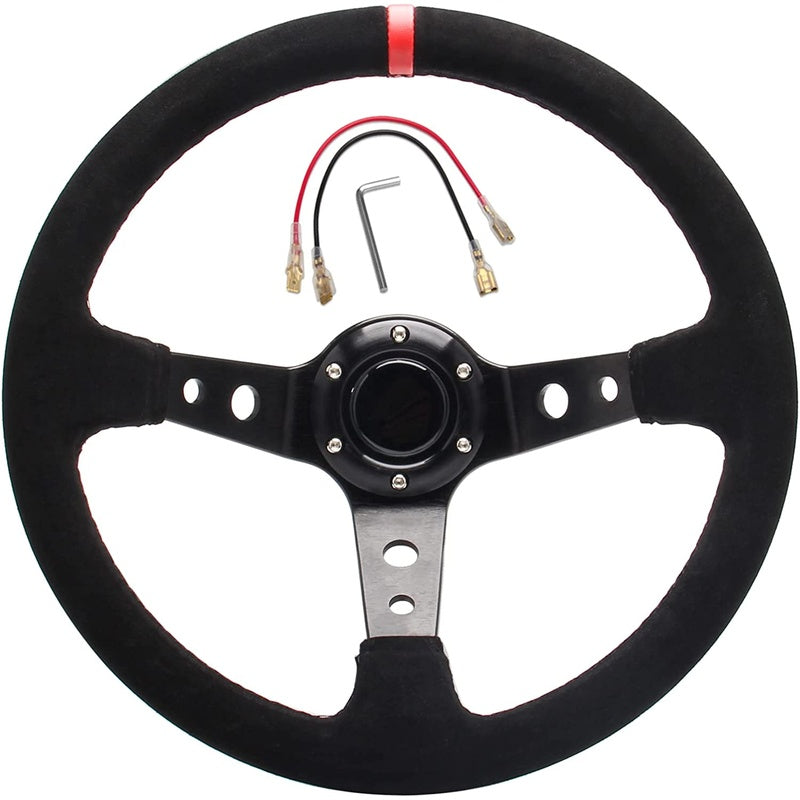 Steering wheel 350mm suede leather wrap close up