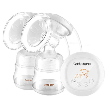 Electric breast pump showing white double suction design