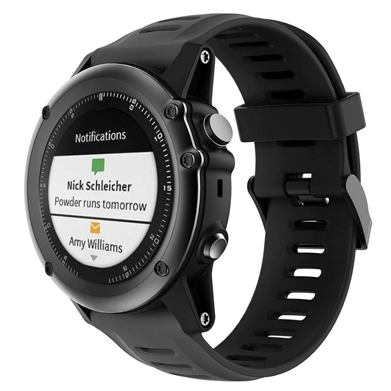 Garmin Fenix 5X strap band in black soft silicone material
