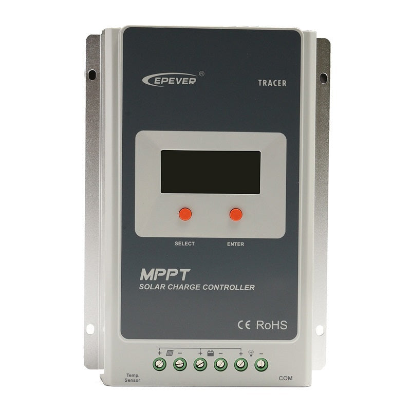 MPPT solar controller 40A front view showing LCD display