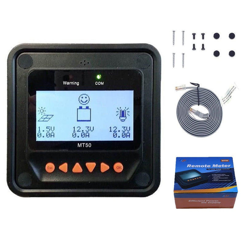 Solar Tracer MPPT Remote MT-50 front view showing LCD screen