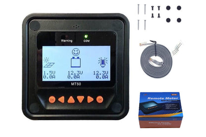 Close-up of Solar Tracer MPPT Remote MT-50 buttons and controls