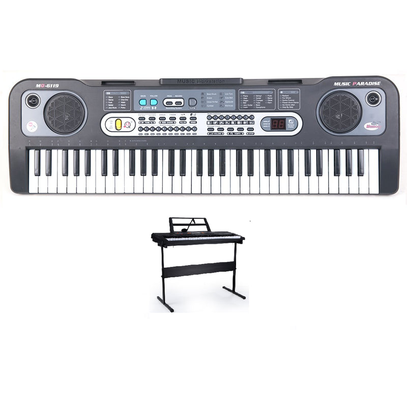 Keyboard piano 61 keys front view with LED display