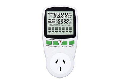 Side angle of power meter monitor showing NZ three-pin plug