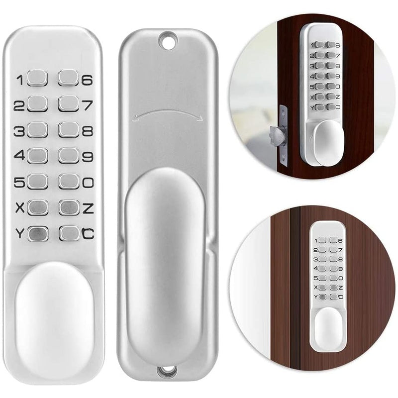 Security keyless door lock front view showing keypad and handle