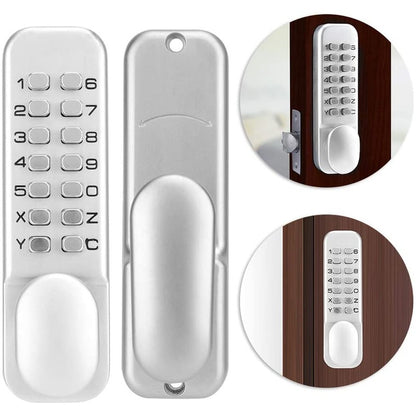 Security keyless door lock front view showing keypad and handle