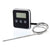 Digital meat thermometer showing clear LCD display in black