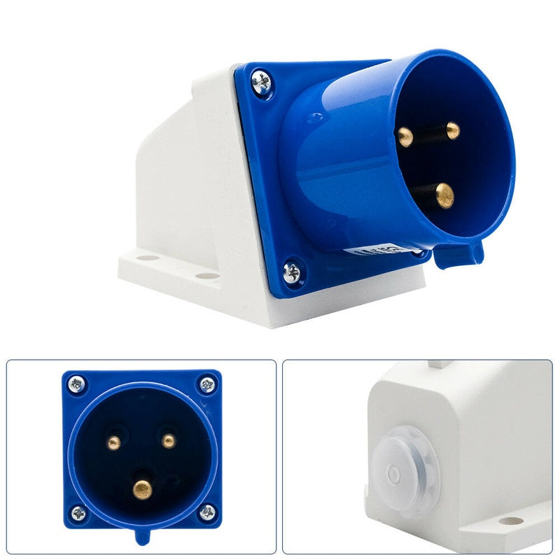 Caravan male inlet 16 amp IP44 polycarbonate body close up
