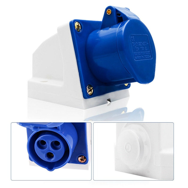 16A IP44 caravan surface socket female in blue front view