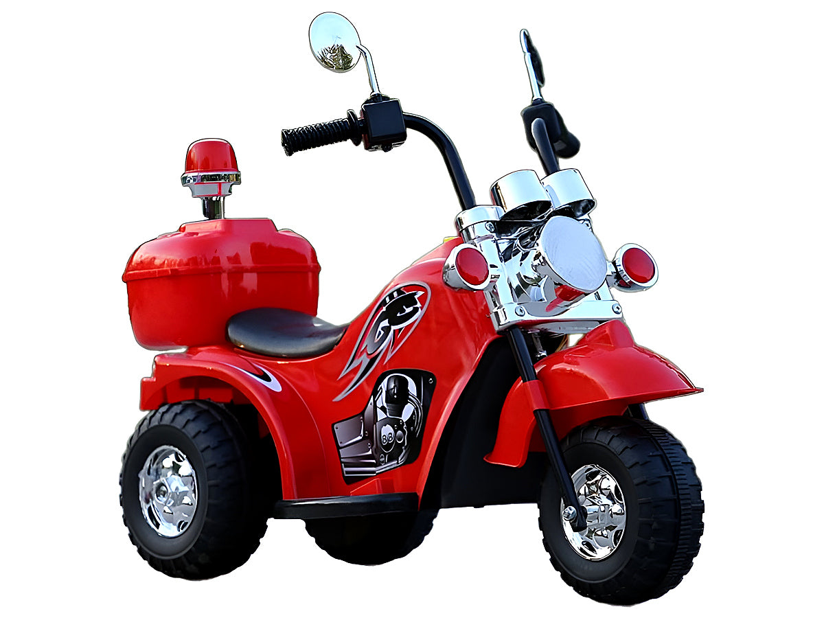Front angle of kids ride on bike showing motorcycle styling