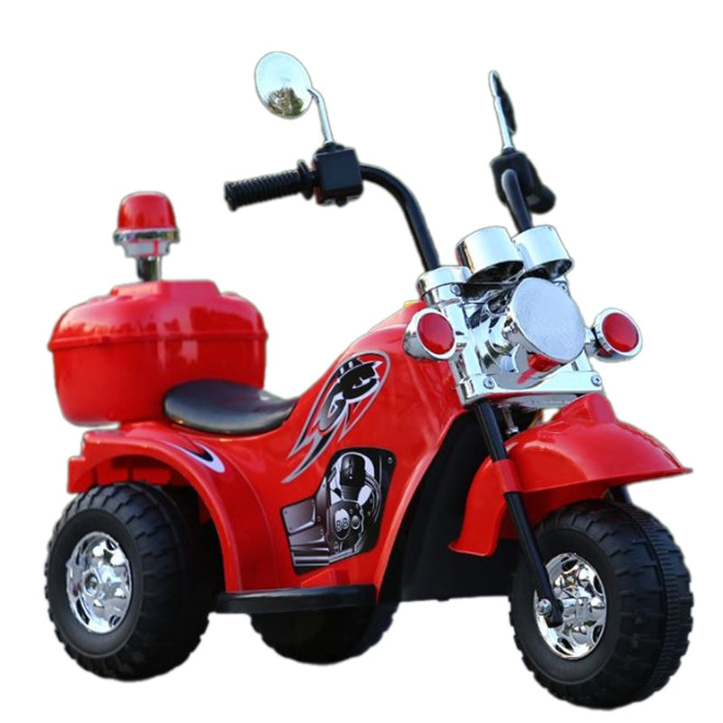 Kids ride on bike red colour side view with LED lights