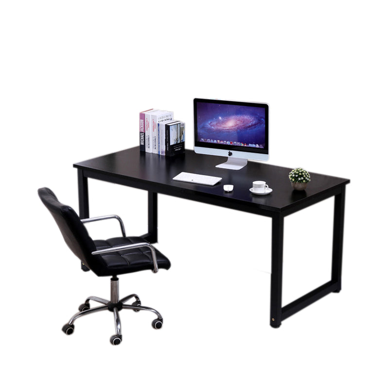 Computer desk office desk side view showing black metal frame