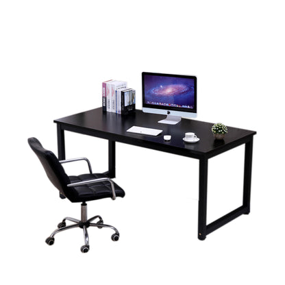 Computer desk office desk side view showing black metal frame