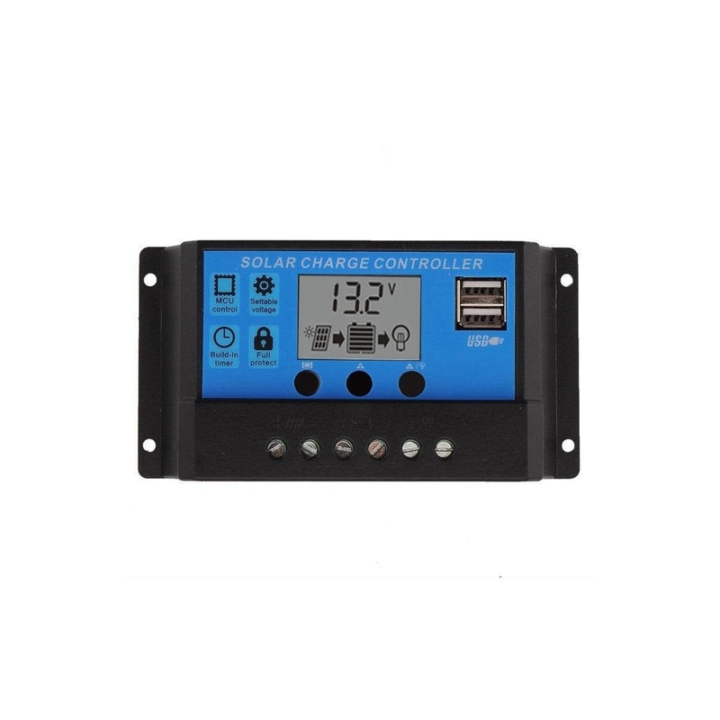50A solar charge controller front view showing LCD display
