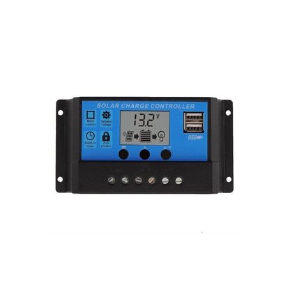 50A solar charge controller front view showing LCD display