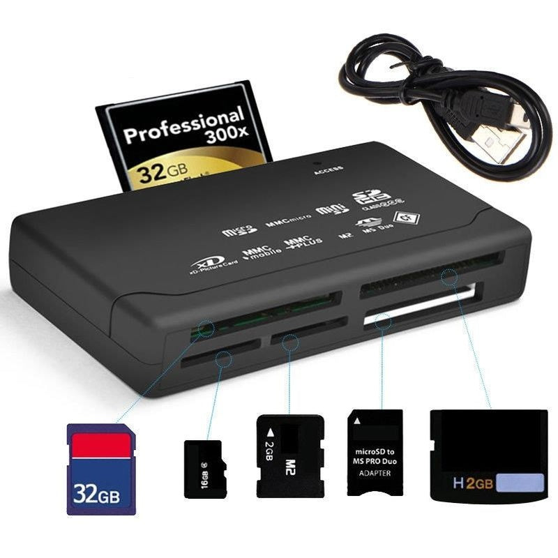 SD card reader with USB 20 black front view