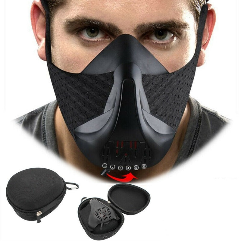 Training elevation mask front view showing adjustable straps