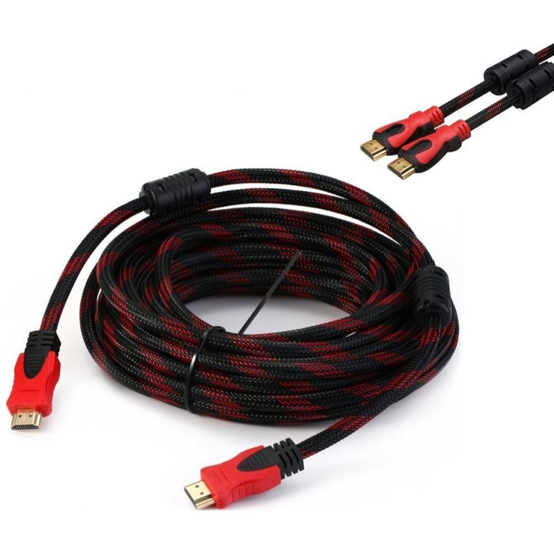 HDMI cable 5m length with red and black PVC outer braid