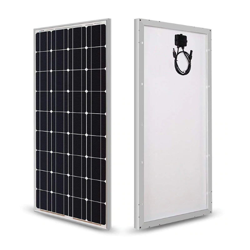 200W solar panel front view showing silver aluminium frame