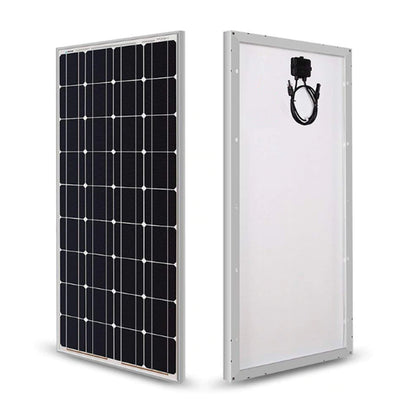 200W solar panel front view showing silver aluminium frame