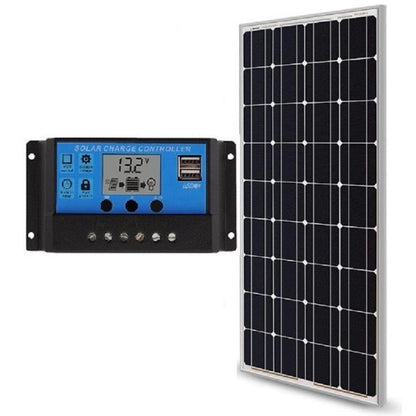 200W solar panel front view showing monocrystalline cells