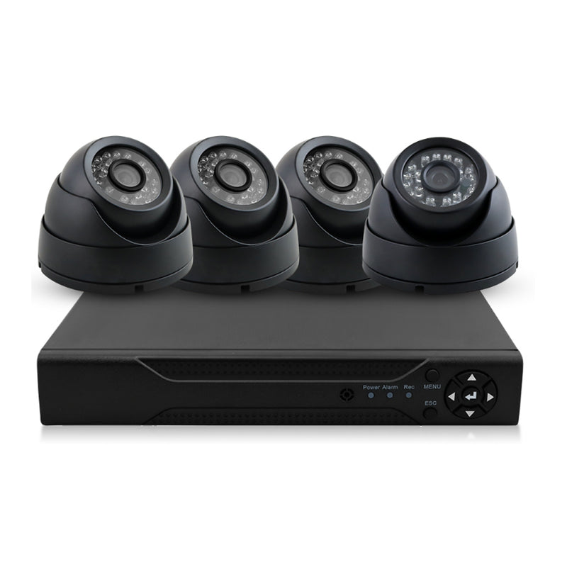 Security camera system 2MP 4 camera front view showing lens