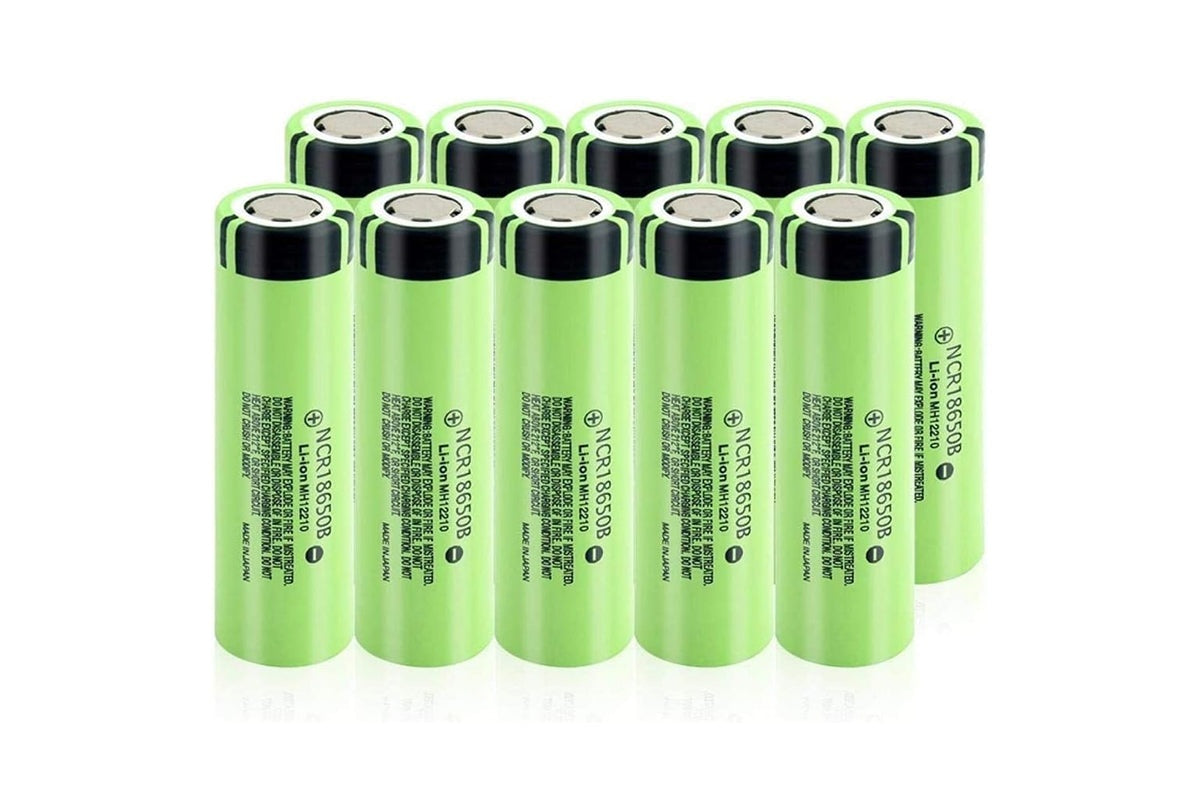Close up of 18650 battery lithium ion cell in silver colour