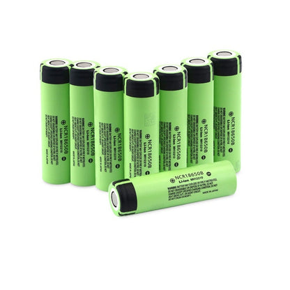 18650 rechargeable battery pack showing eight batteries in flat top design